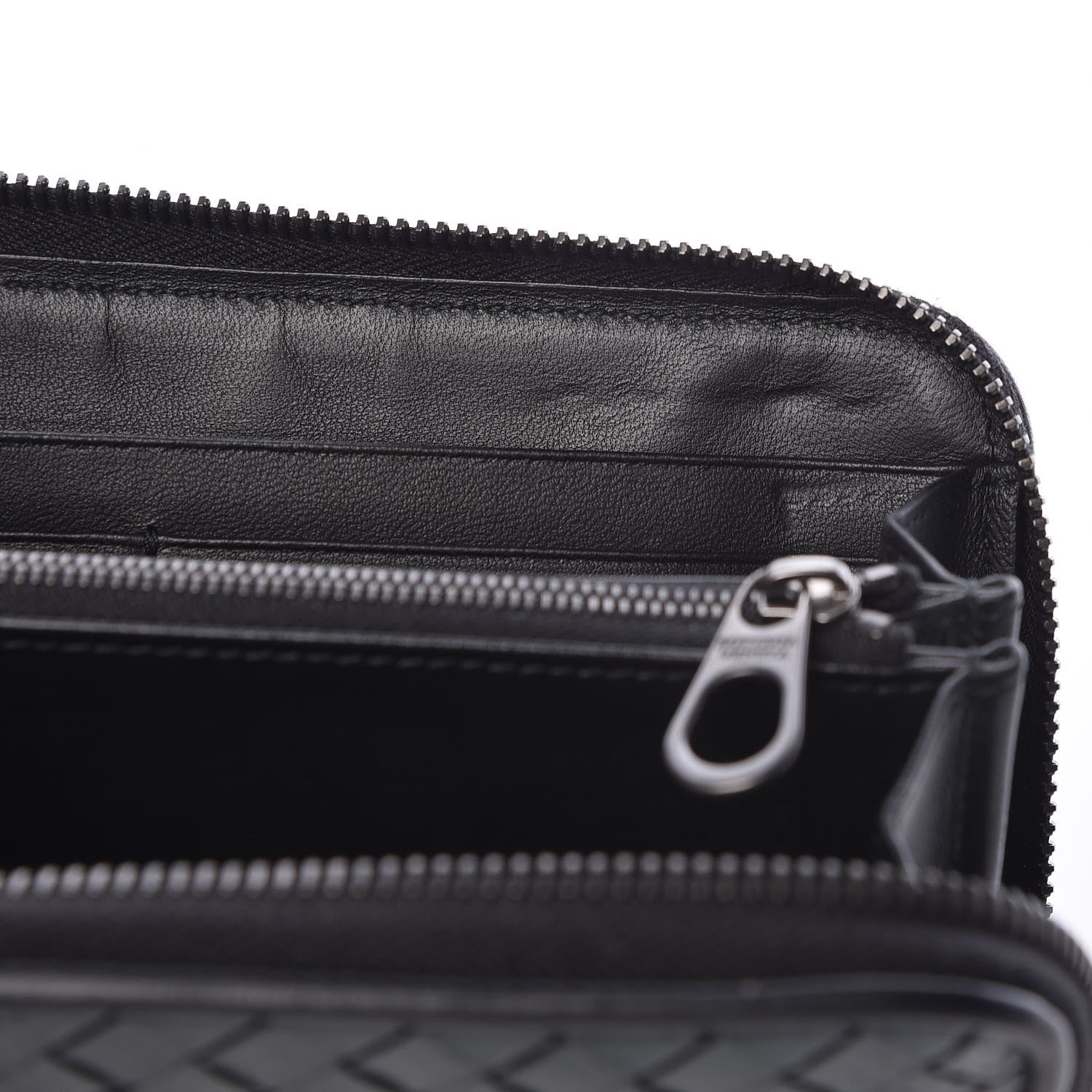 Bottega Veneta Nappa Intrecciato Gradient Spotted Zip Around Wallet Black Gray 10 of 13
