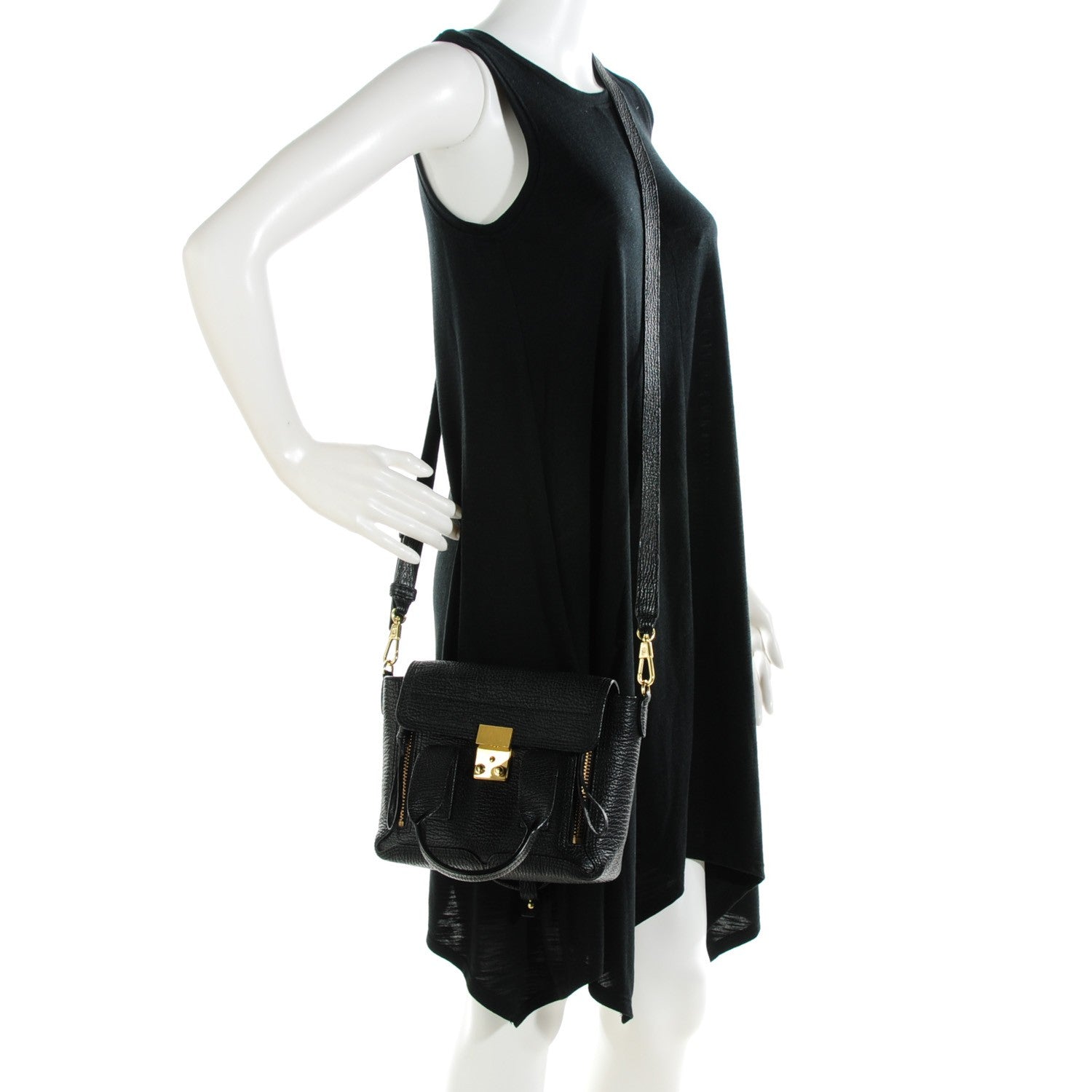 3.1 Phillip Lim 3.1 Textured Calfskin Mini Pashli Satchel Black 2 of 9