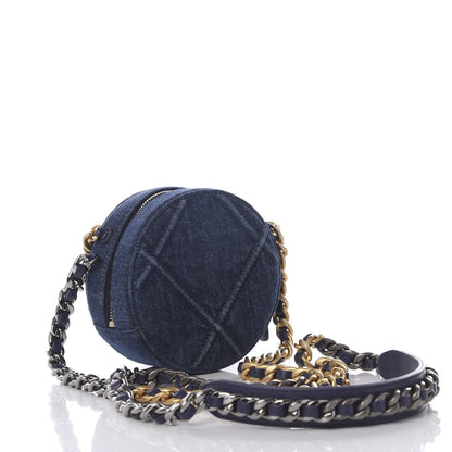 Chanel Denim Quilted Chanel 19 Round Clutch With Chain Blue 2 of 9