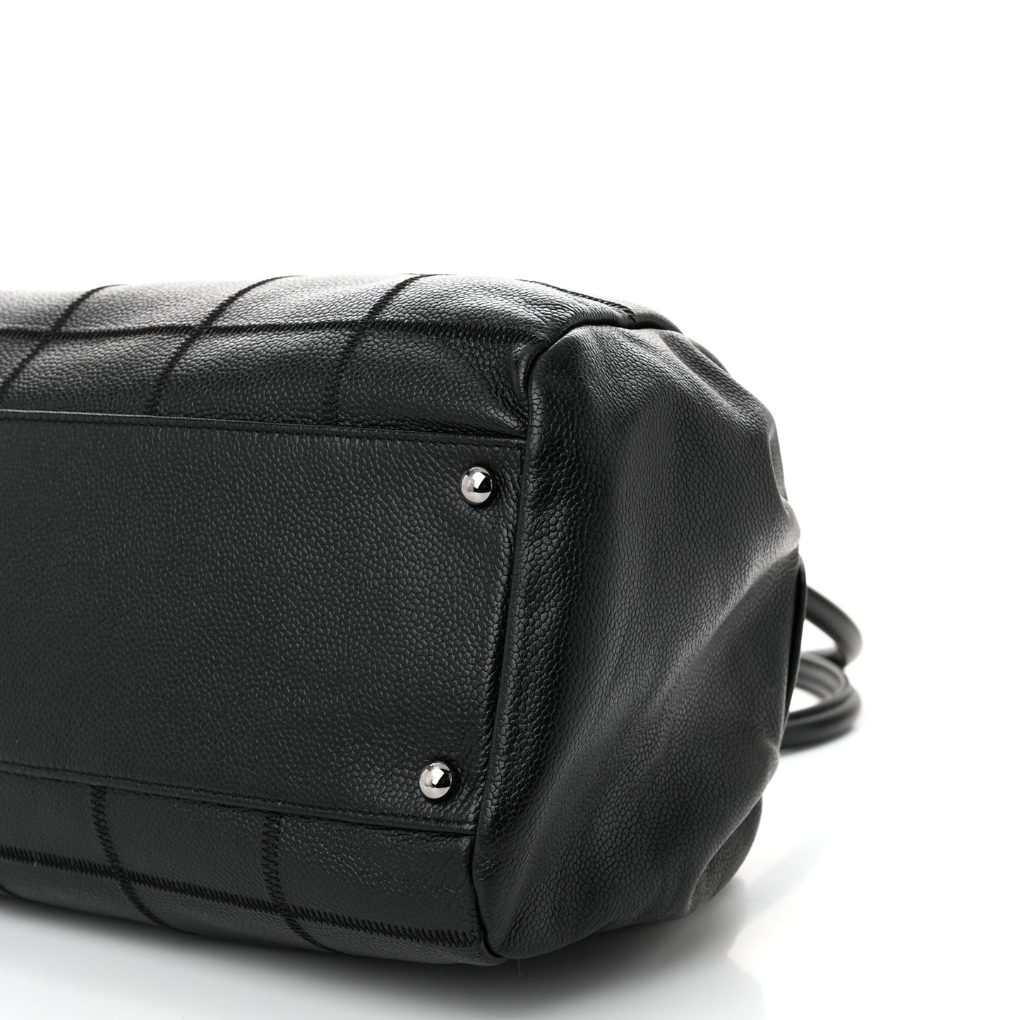 Caviar Square Stitched Large Satchel Black