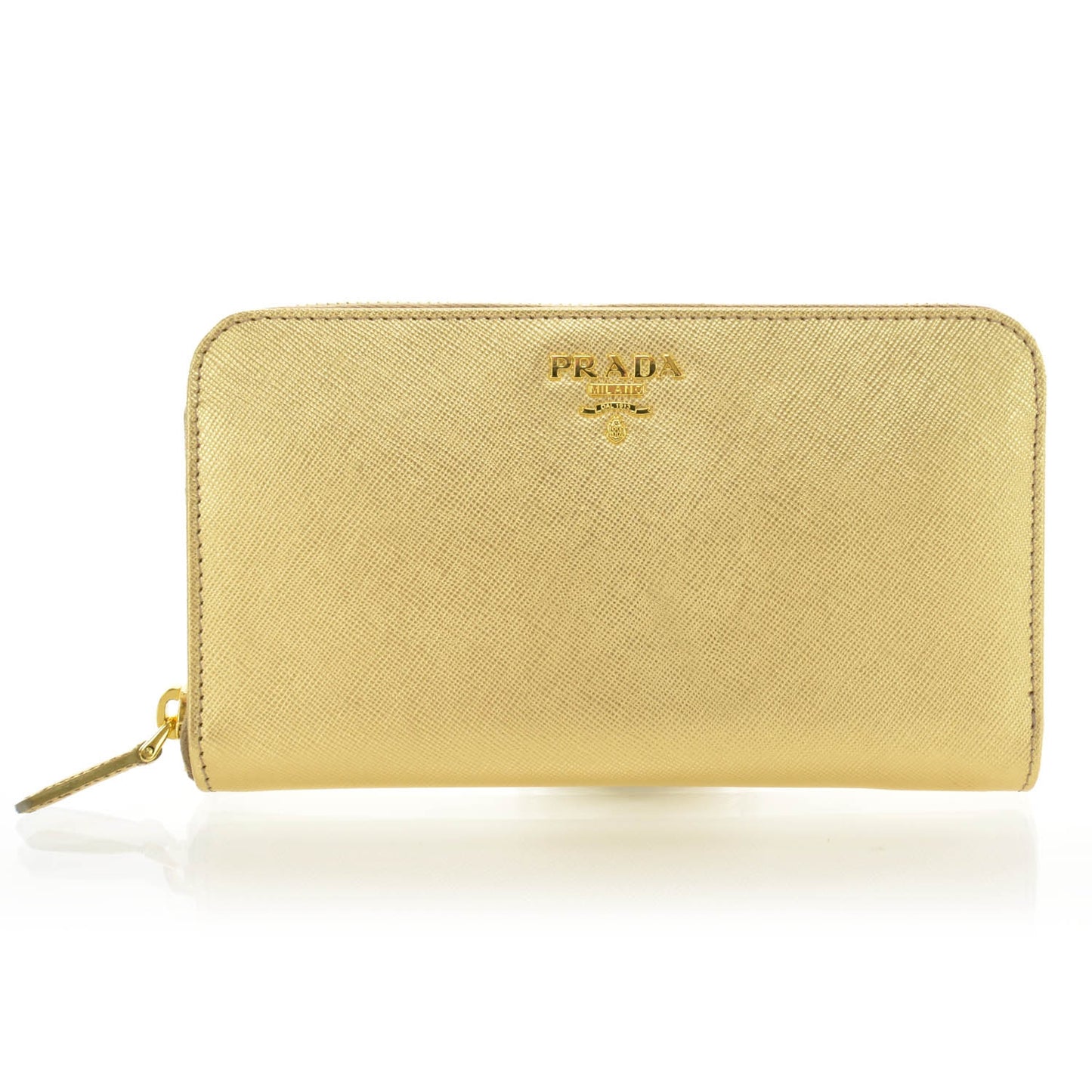 Saffiano Metal Zip Around Wallet Platino