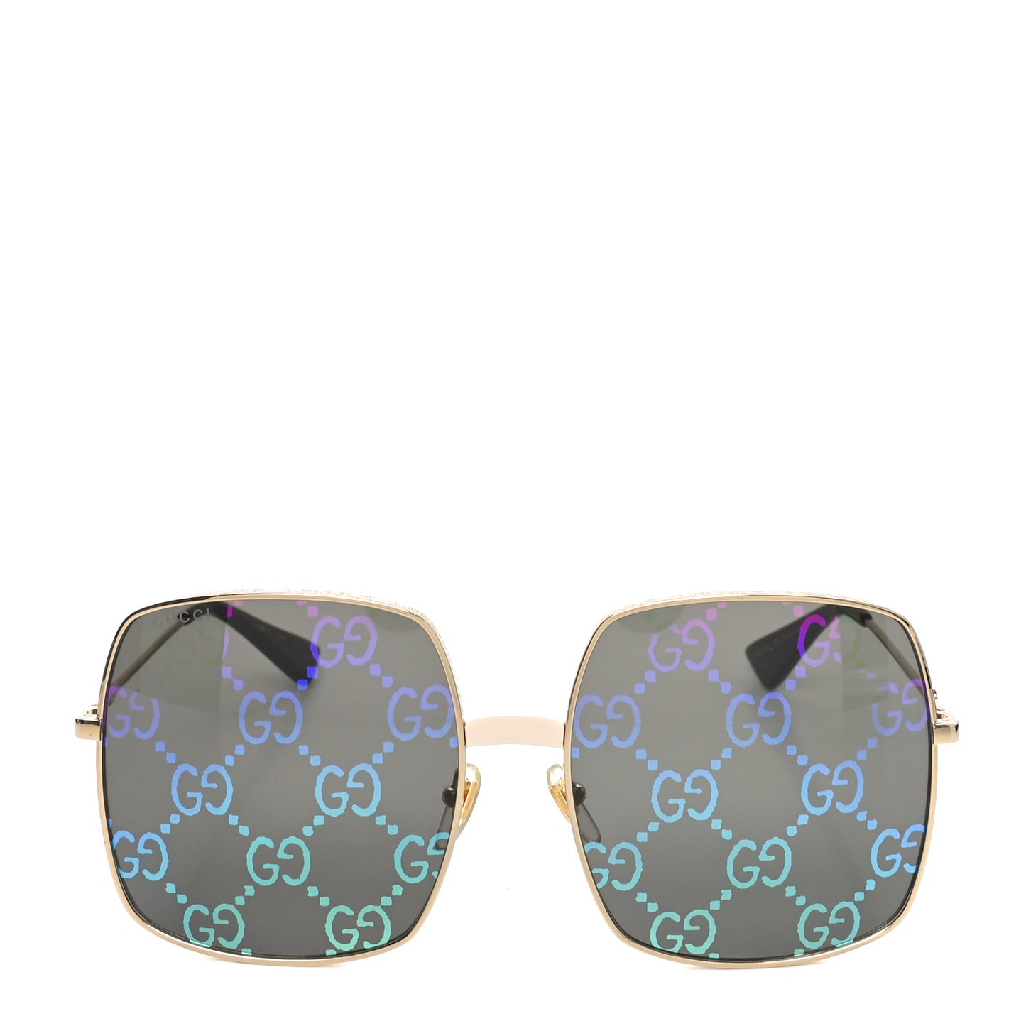 Metal Rectangular Frame Sunglasses GG0414S Gold Multicolor