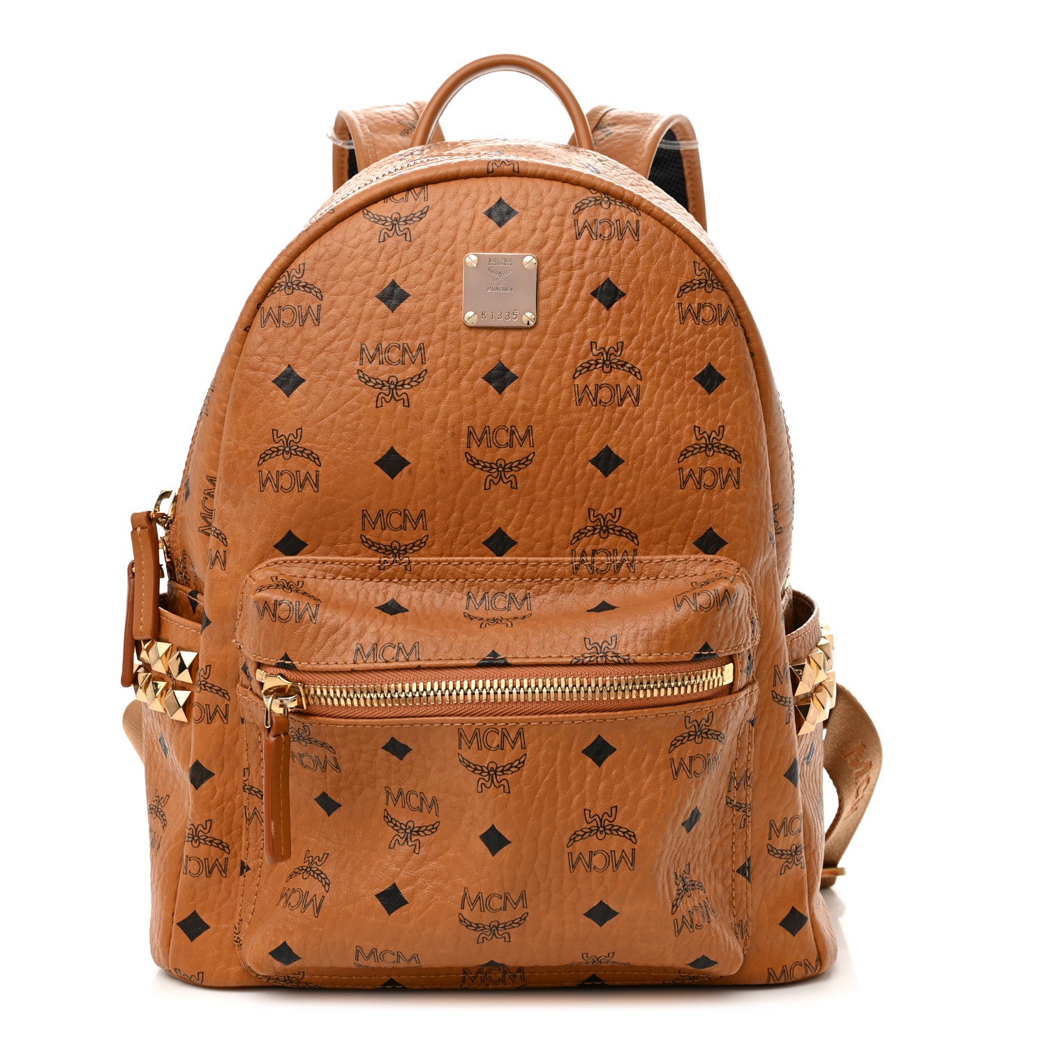 MCM Visetos Small Side Stud Stark Backpack Cognac Cognac 1 of 10