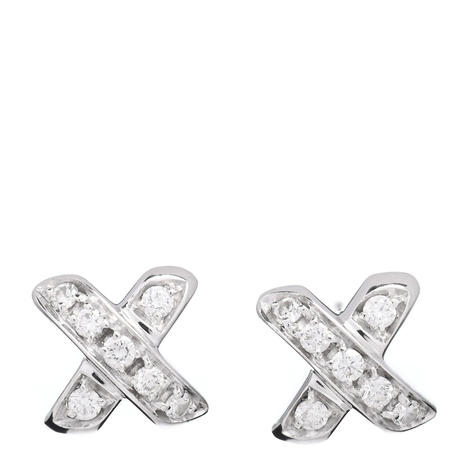 Tiffany 18K White Gold Diamond Paloma Picasso X Kiss Earrings 1 of 5