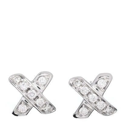Tiffany 18K White Gold Diamond Paloma Picasso X Kiss Earrings 1 of 5