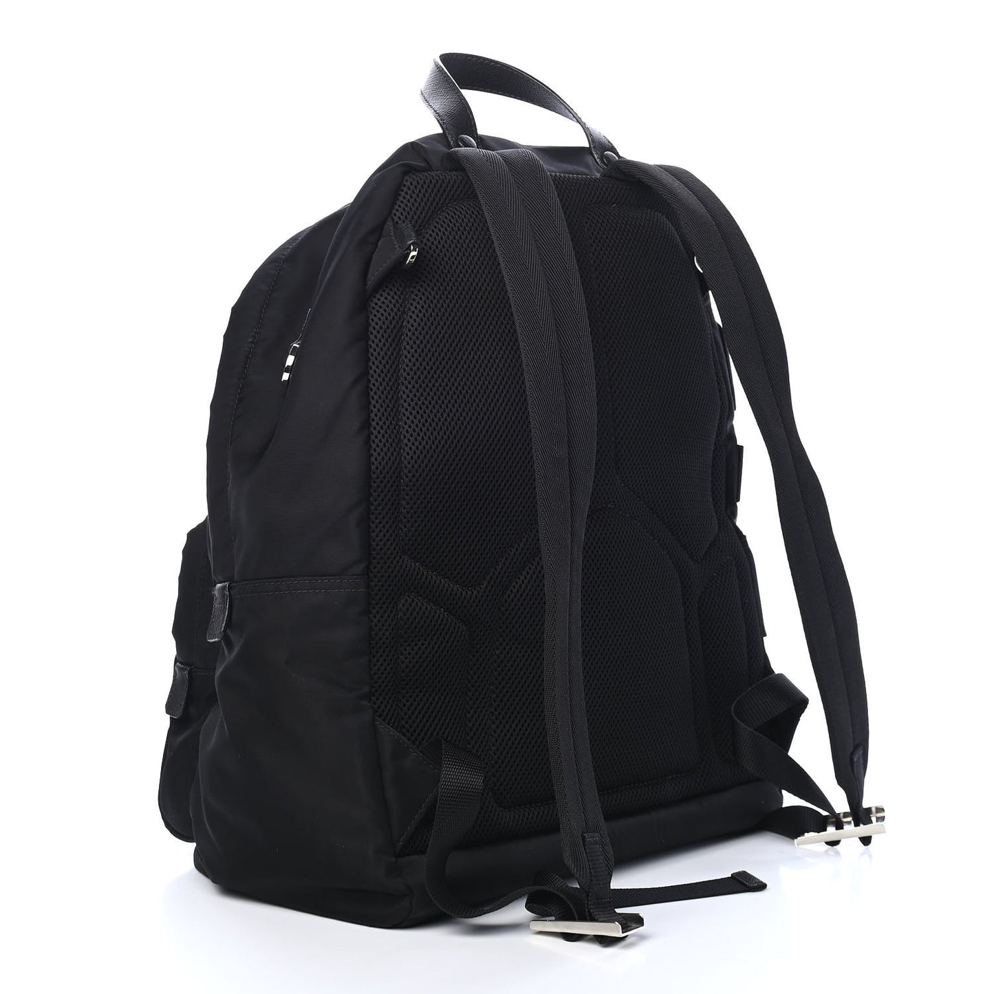 Nylon Tessuto Logo Patch Backpack Black