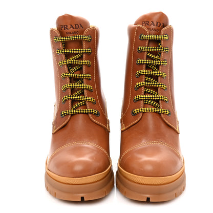 Prada Vitello Lace Up Boots  39 Cognac 3 of 7