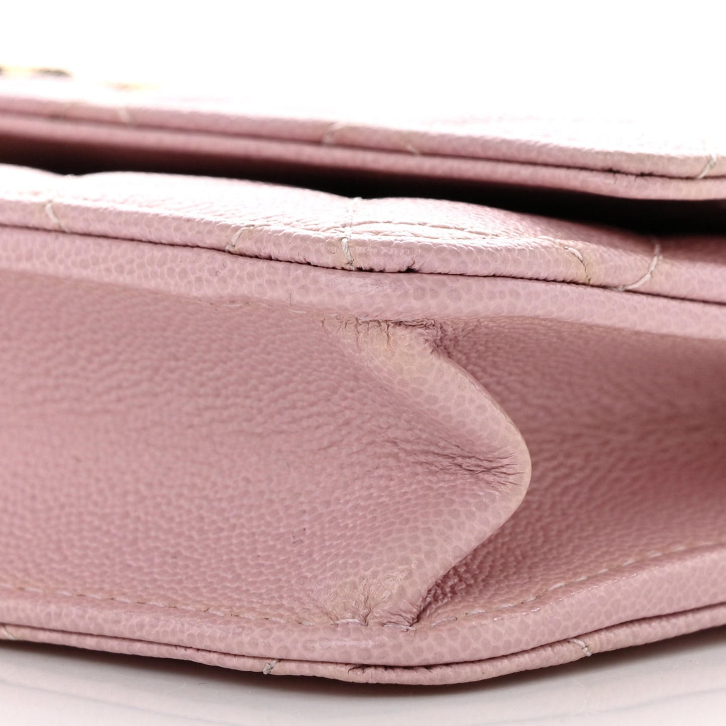 Caviar Quilted Studded CC Wallet on Chain WOC Light Pink