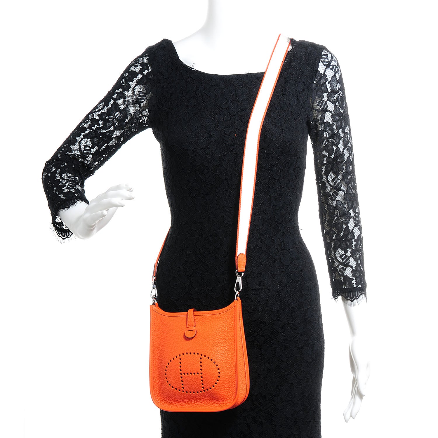 Hermes Taurillon Clemence Evelyne TPM Feu Orange 2 of 14