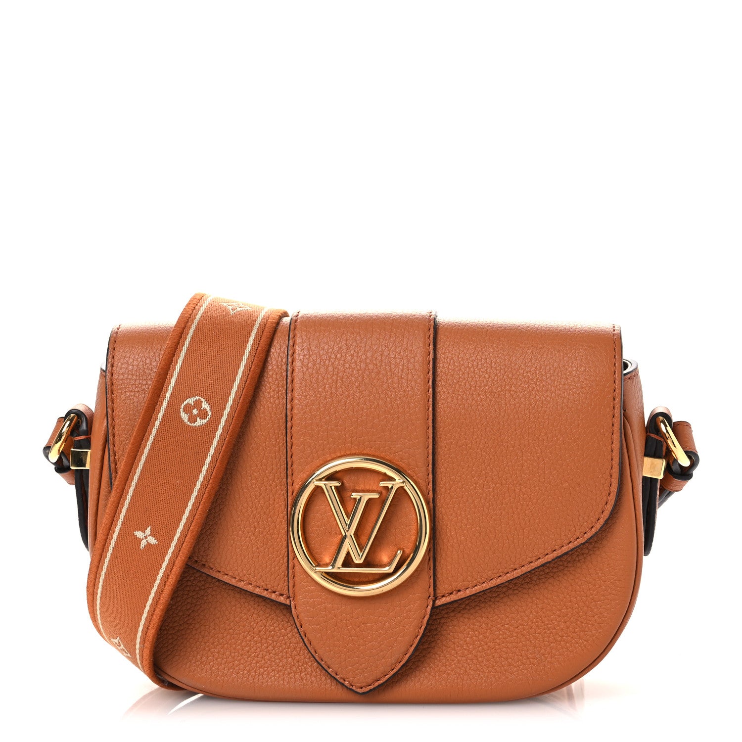 Louis Vuitton Grained Calfskin LV Pont 9 Soft MM Golden Siena 1 of 11