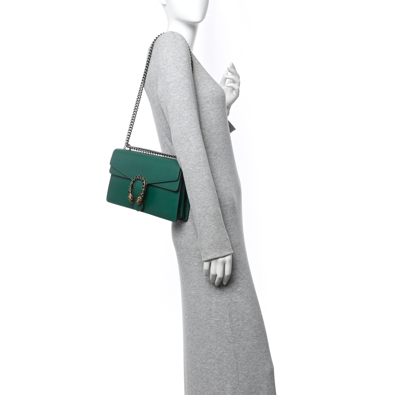 Gucci Pebbled Calfskin Small Dionysus Shoulder Bag Emerald 2 of 12