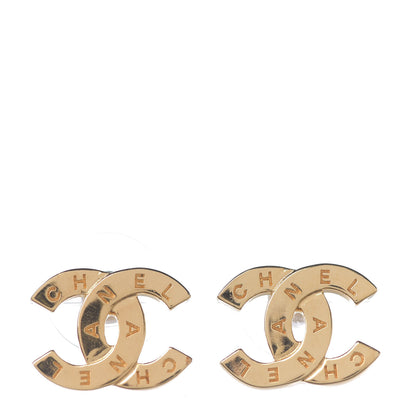 Chanel Metal CC Paris Button Stud Earrings Gold 1 of 3