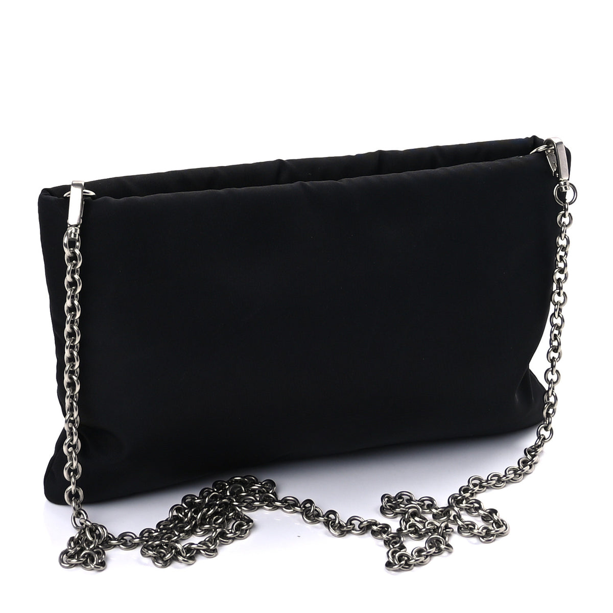 Tessuto Nylon Crystal Clutch Bag Black