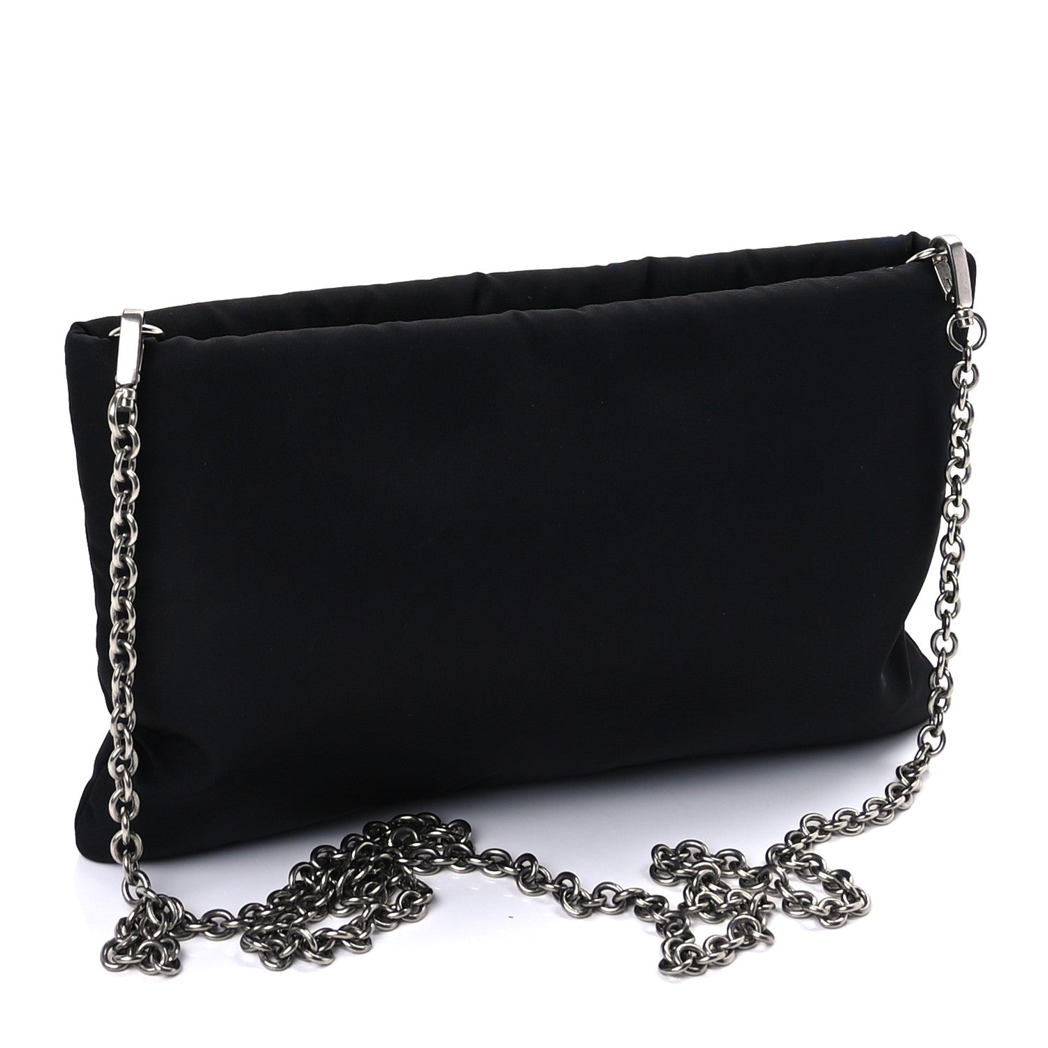 Prada Tessuto Nylon Crystal Clutch Bag Black 2 of 8