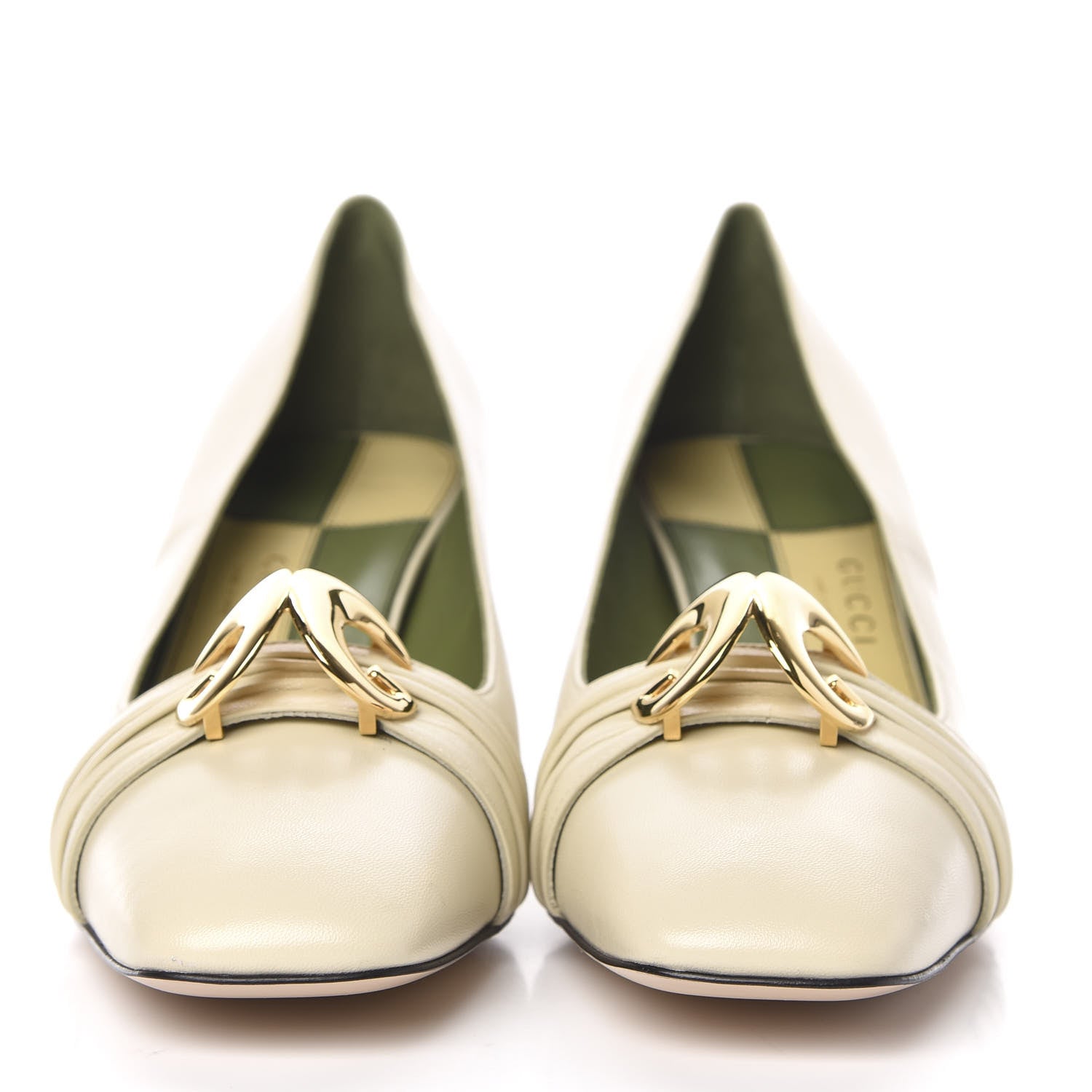 Gucci Malaga Kid Half Moon GG Square Toe Pumps 41.5 White 2 of 9