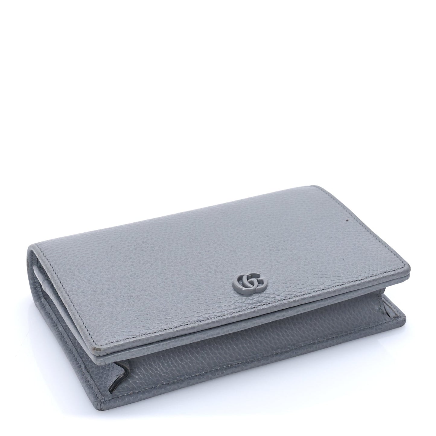 GUCCI Dollar Calfskin Enamel Monochrome Mini GG Marmont Chain Wallet Deep Grey Deep Grey