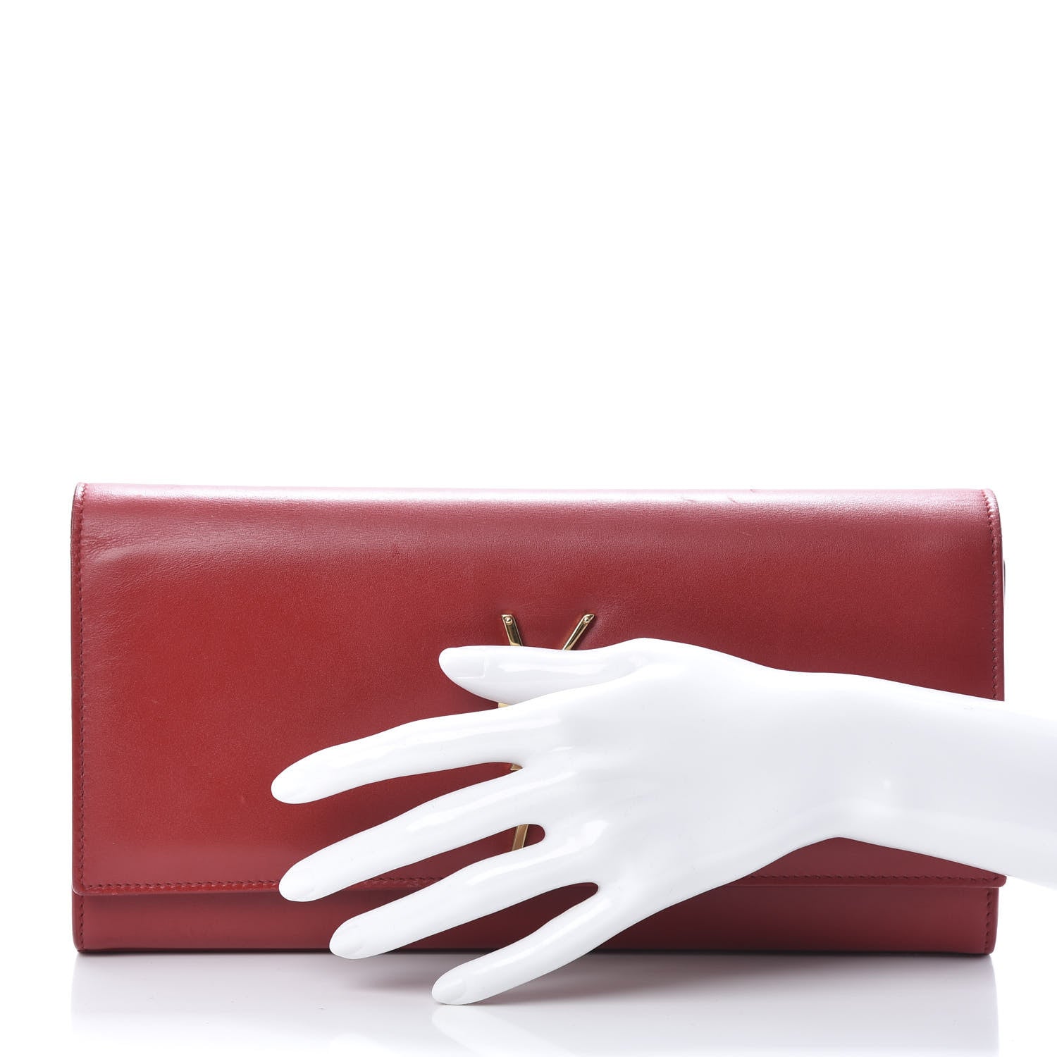 Saint Laurent Calfskin Monogram Cassandre Clutch Rouge Orient 2 of 12