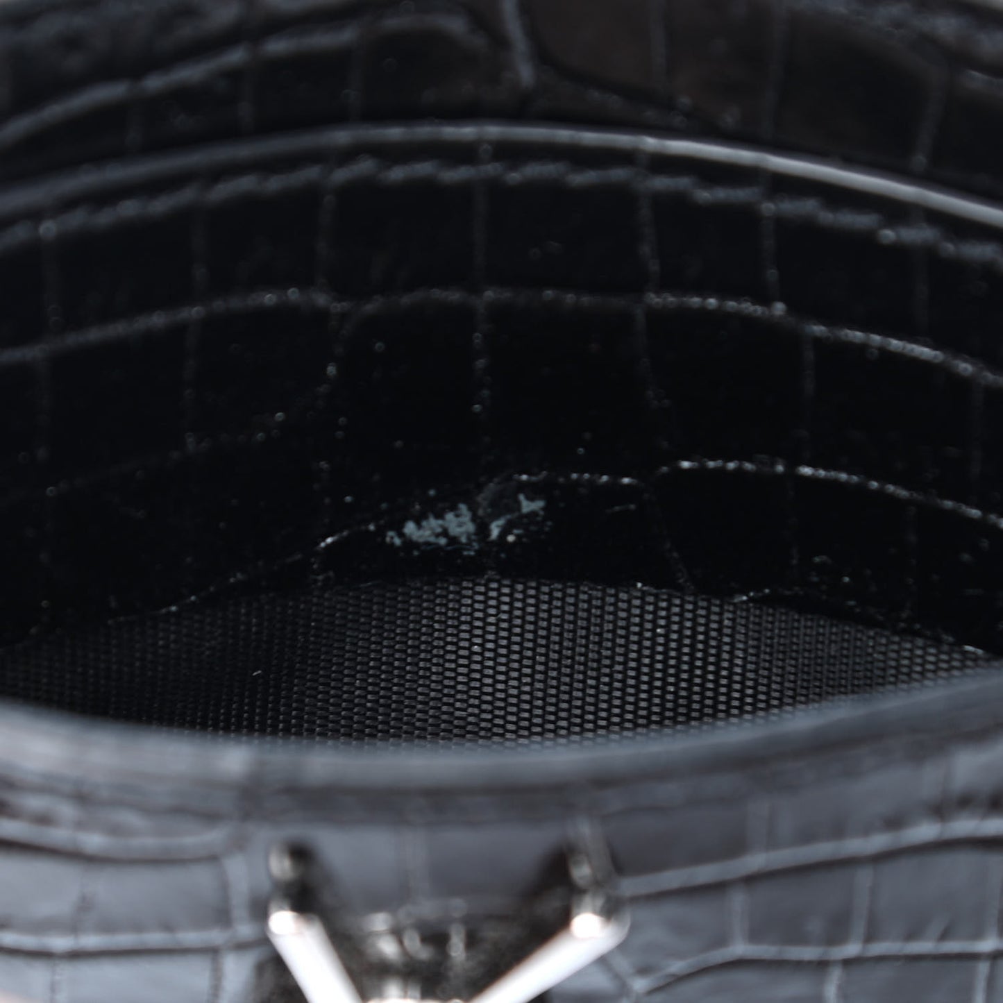 Calfskin Crocodile Embossed Monogram Credit Card Case Black