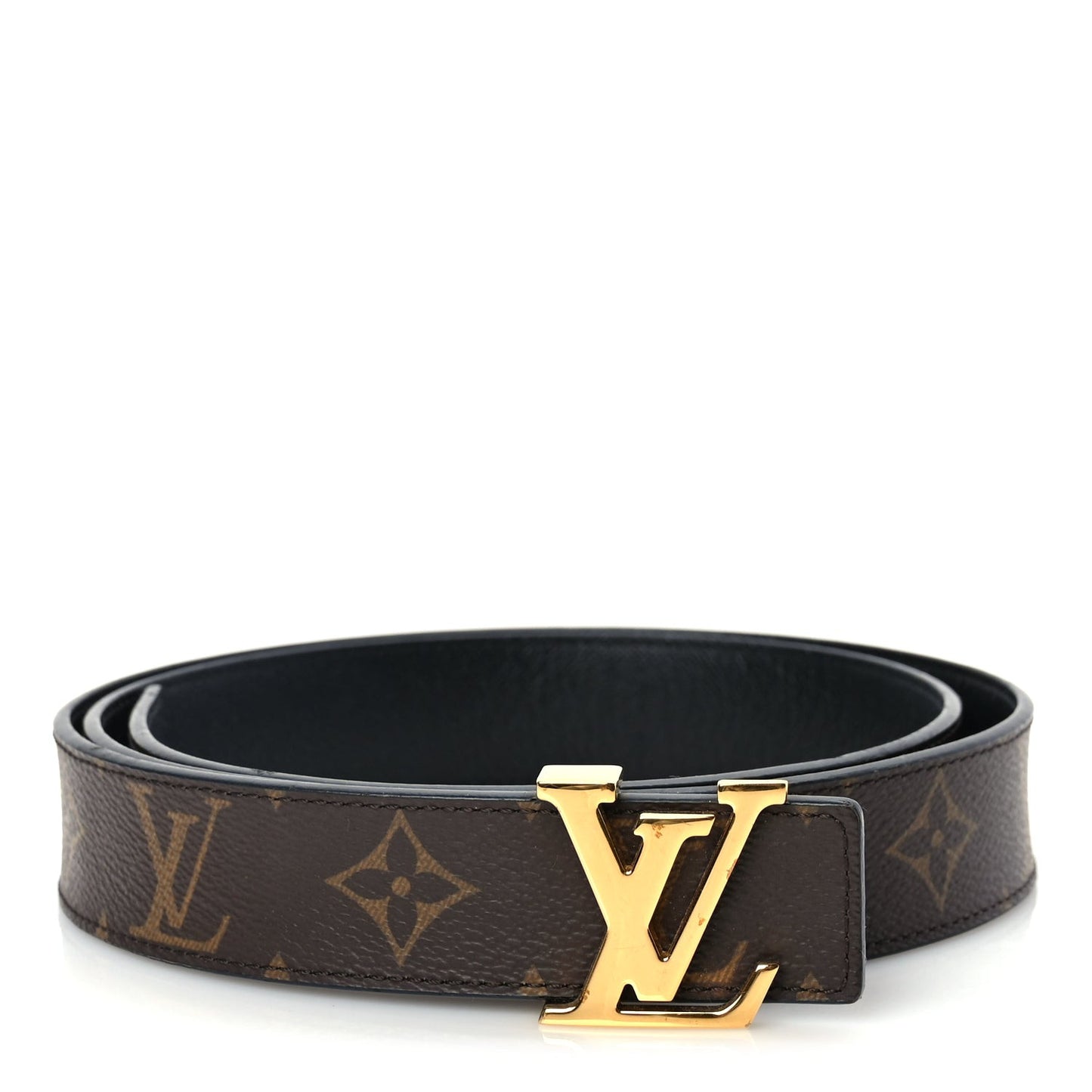 Calfskin Monogram 30mm LV Initiales Reversible Belt 95 38 Black