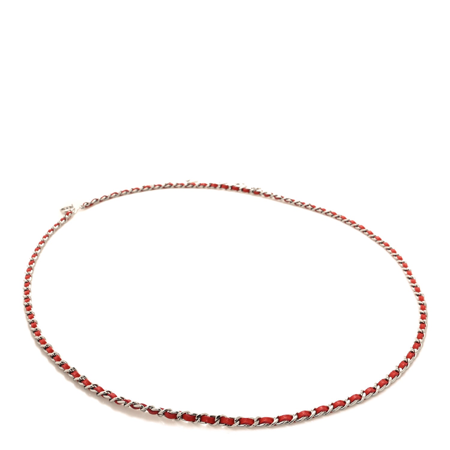 Chanel Lambskin Chain Logo Belt Red Silver 2 of 4