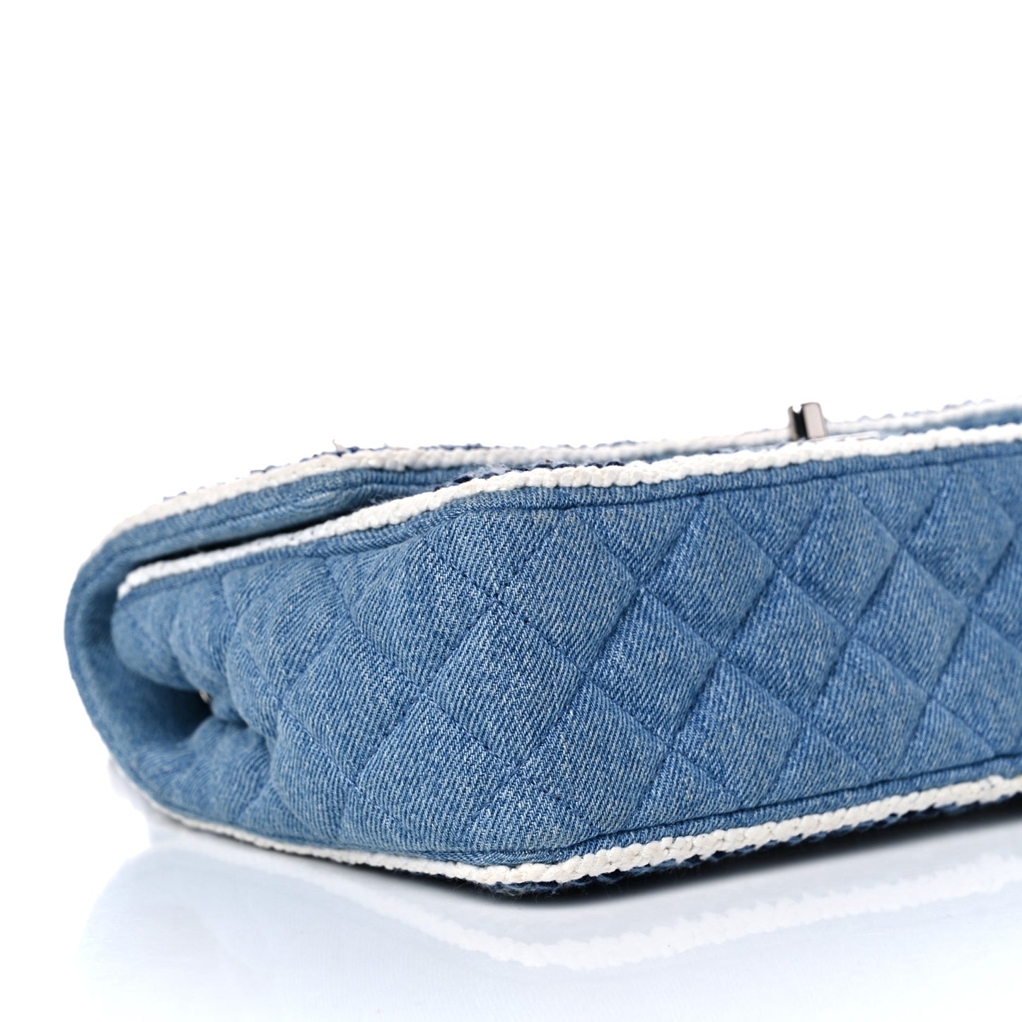 Denim Braided Medium Flap Bag Light Blue