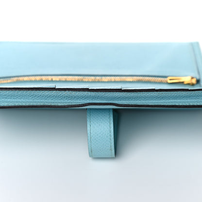 Hermes Epsom Bearn Gusset Wallet Bleu Atoll 13 of 15