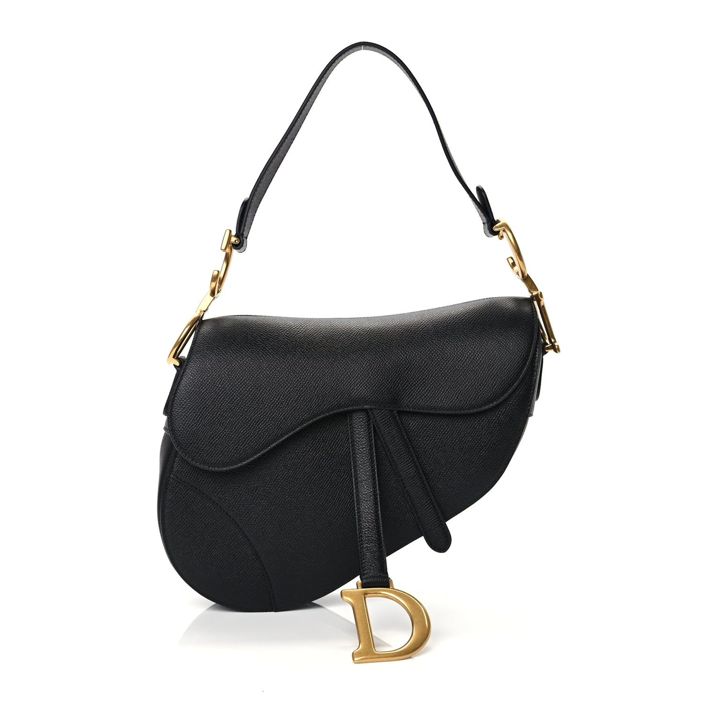 Grained Calfskin Saddle Bag Black (CARD)