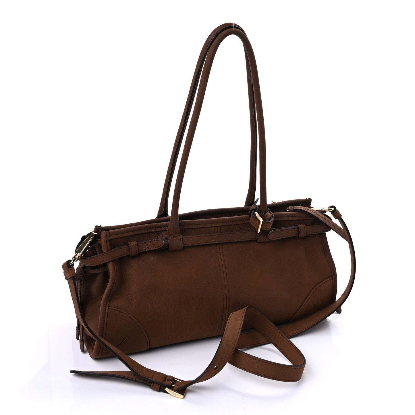 Nubuck Triangle Medium Bonnie Shoulder Bag Cacao