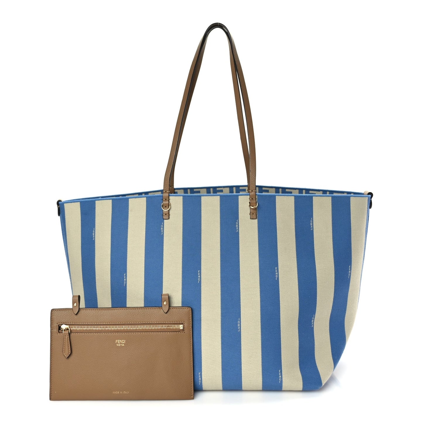 Pequin Stripe FF Large Roll Tote  Cerulean Blue Sand Beige