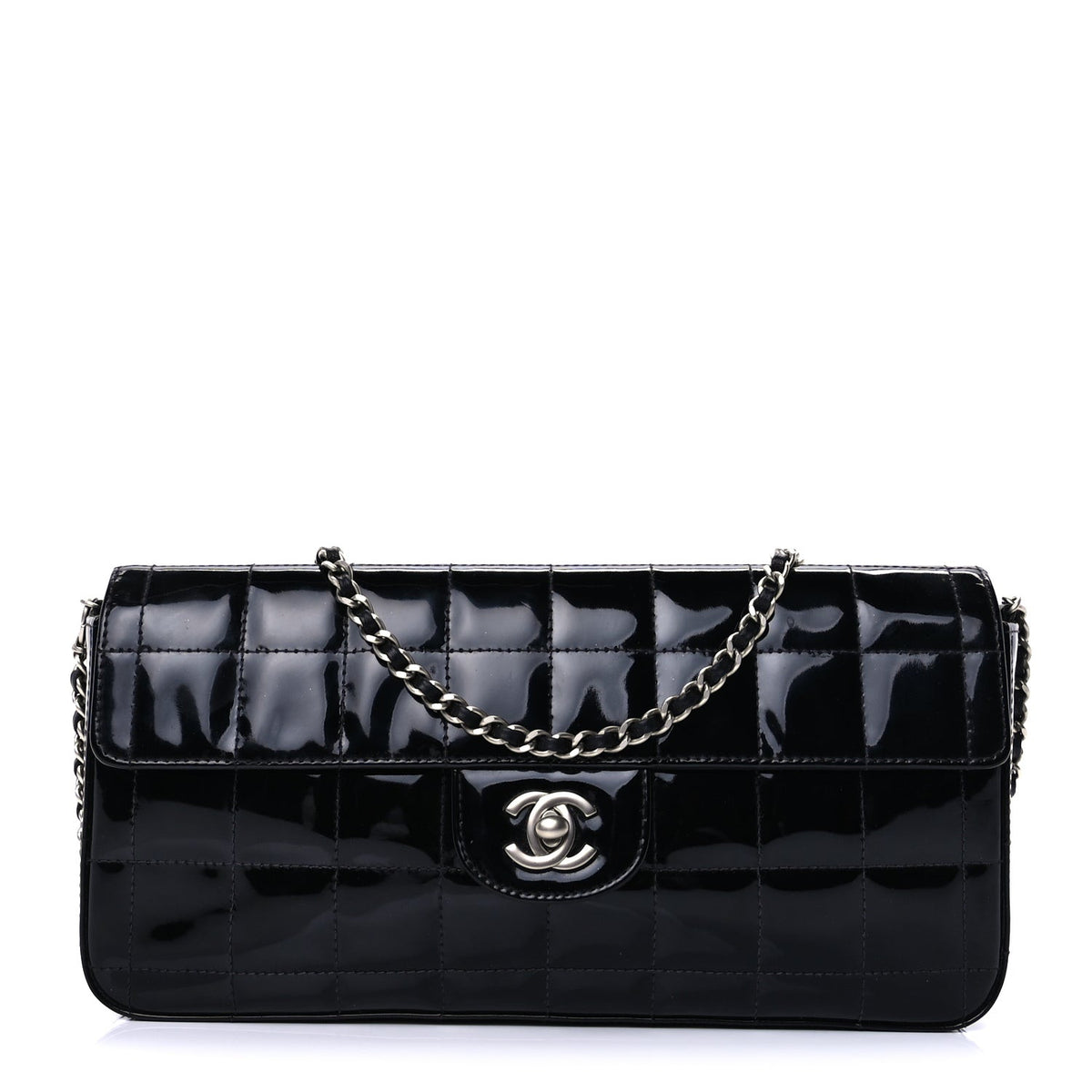 Chanel Patent Quilted East West Chocolate Bar Flap Black 1 of 8