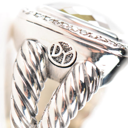 David Yurman Sterling Silver 18K White Gold Diamond Lemon Quartz 14mm Albion Ring 47 4 4 of 6