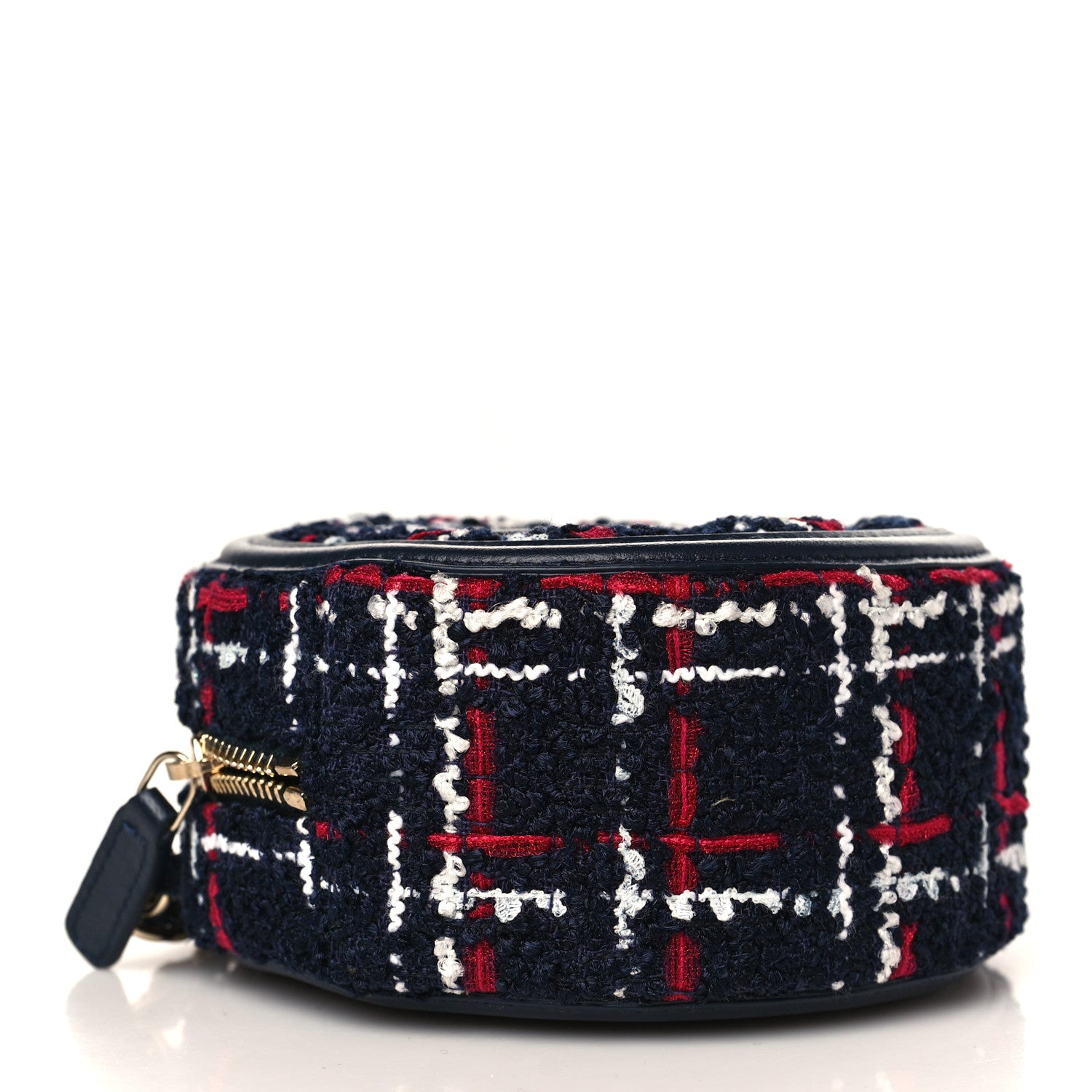 Chanel Tweed Quilted Round Filigree Clutch With Chain Navy Blue 4 of 8