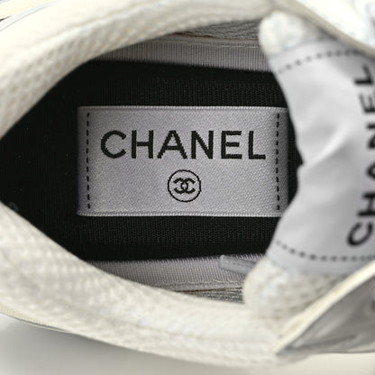 Chanel Fabric Laminated Calfskin Stretch CC Sneakers 36.5 White Silver 8 of 10