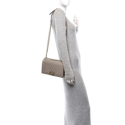 Chanel Caviar Quilted Medium Boy Flap Dark Beige 2 of 11