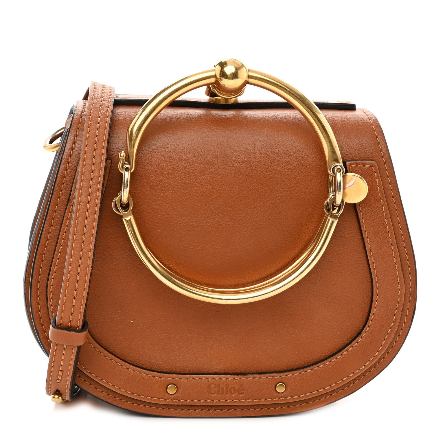 Chloe Calfskin Suede Small Nile Bracelet Bag Caramel 1 of 11