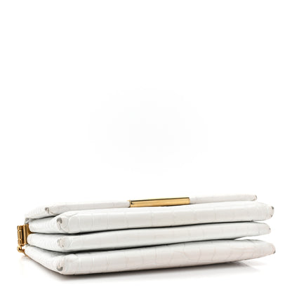 Balenciaga Shiny Extra Supple Calfskin Crocodile Embossed Small Triplet Bag Optic White 4 of 19