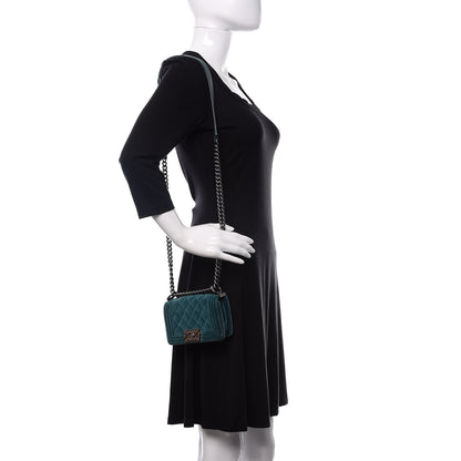 Chanel Velvet Quilted Mini Boy Flap Turquoise 2 of 10