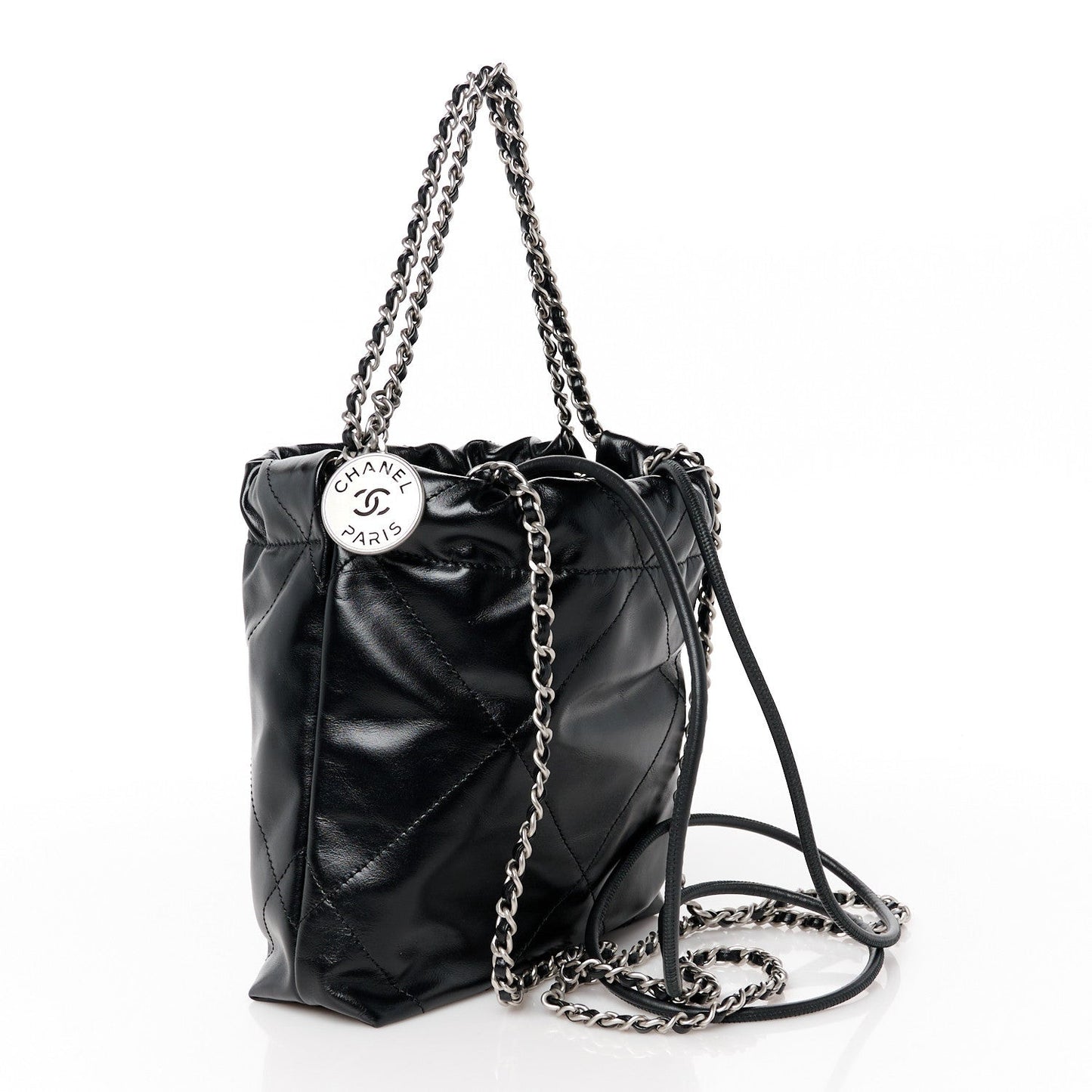 Shiny Calfskin Quilted Mini 22 Black