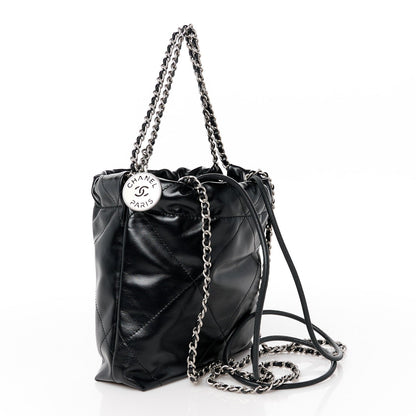 Chanel Shiny Calfskin Quilted Mini 22 Black 3 of 7