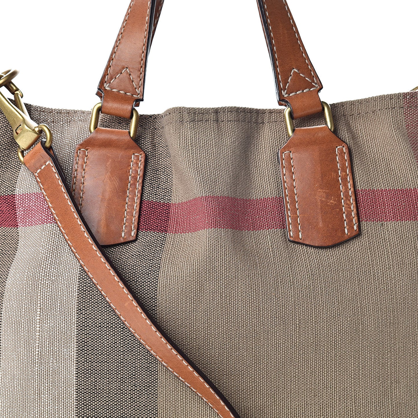 Canvas Mega Check Medium Tottenham Brit Tote Saddle Brown