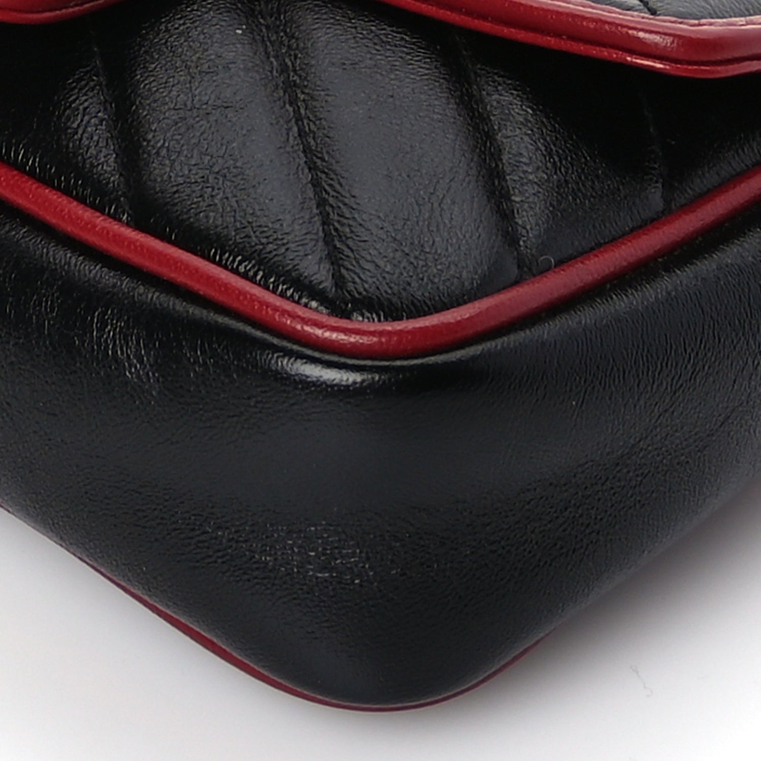 Gucci Vintage Effect Calfskin Matelasse Diagonal Super Mini Torchon GG Marmont Shoulder Bag Black Romantic Cherry 8 of 8