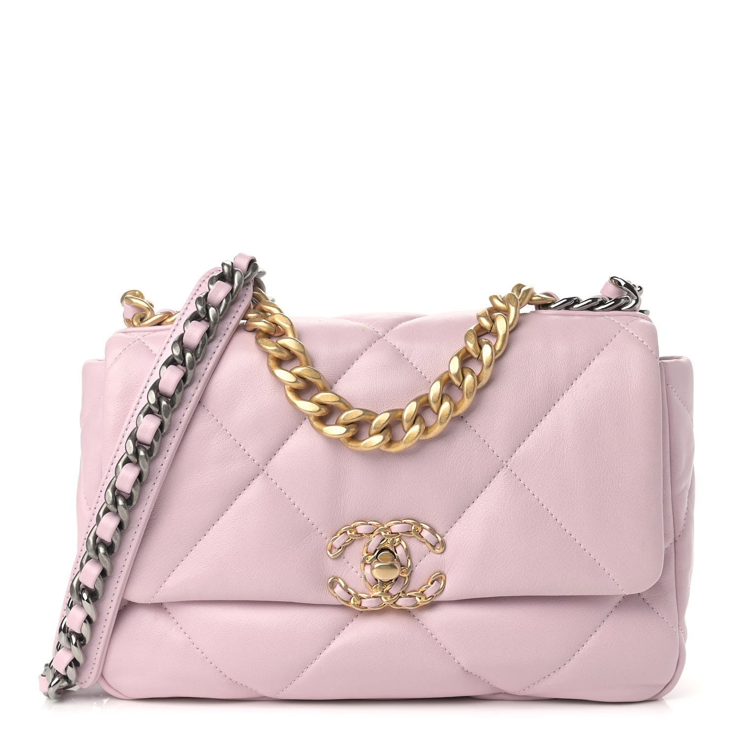 Chanel Lambskin Quilted Medium Chanel 19 Flap Light Pink 1 of 9
