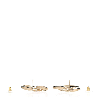 Chanel Metal Crystal CC Logo Open Heart Earrings Gold 3 of 5