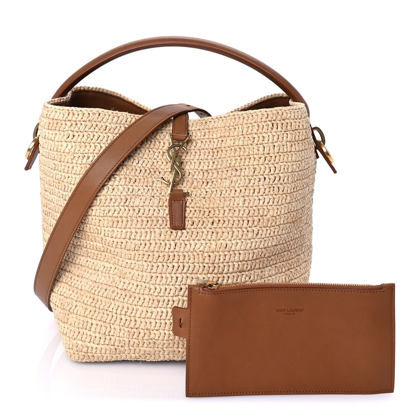 Raffia Vegetable Tanned Calfskin Le 37 Bucket Bag Natural Brick