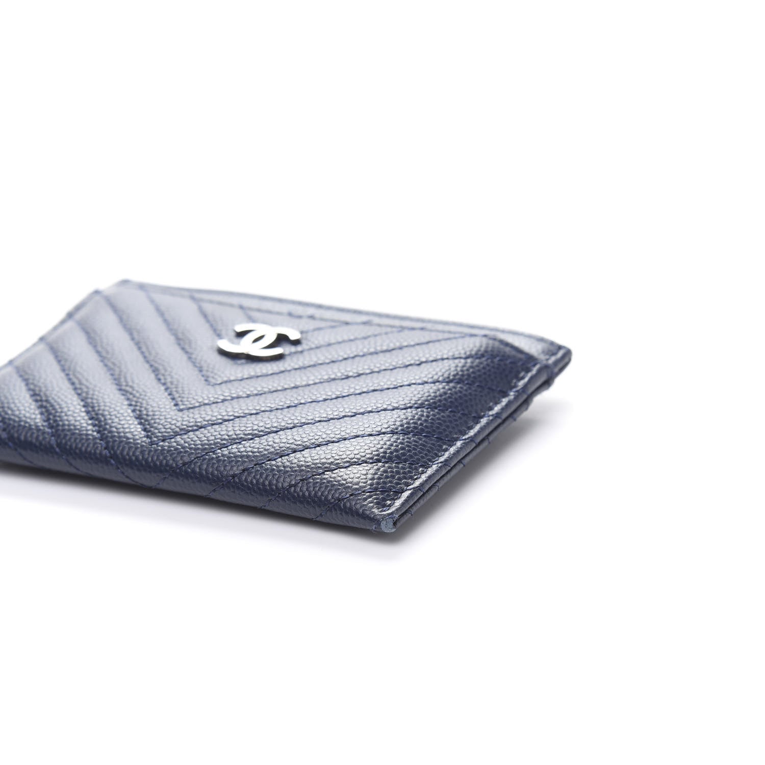 Chanel Caviar Chevron Quilted Card Holder Navy 10 of 10