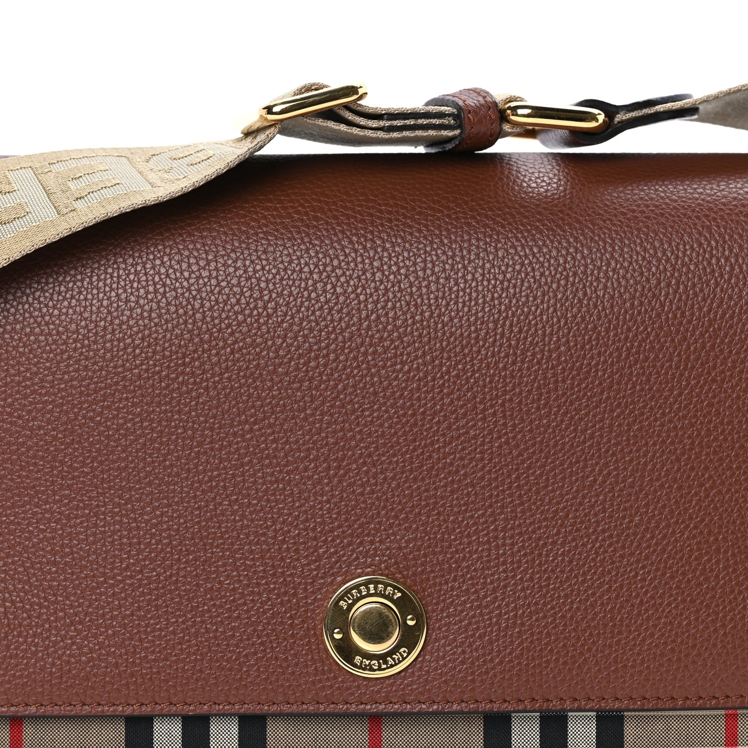 Burberry Calfskin Vintage Check Note Crossbody Bag Tan 6 of 8