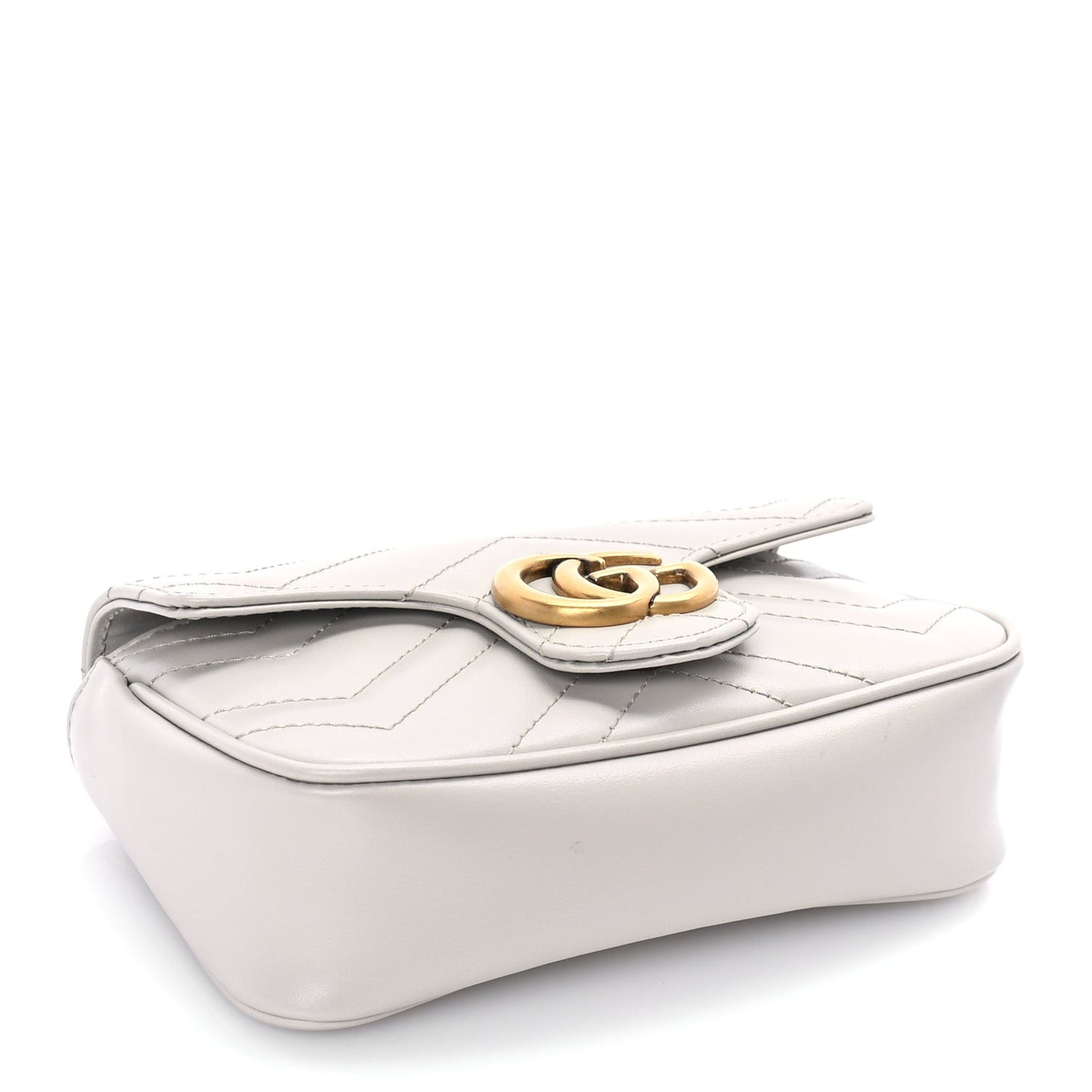 Calfskin Matelasse Super Mini GG Marmont Shoulder Bag Grey