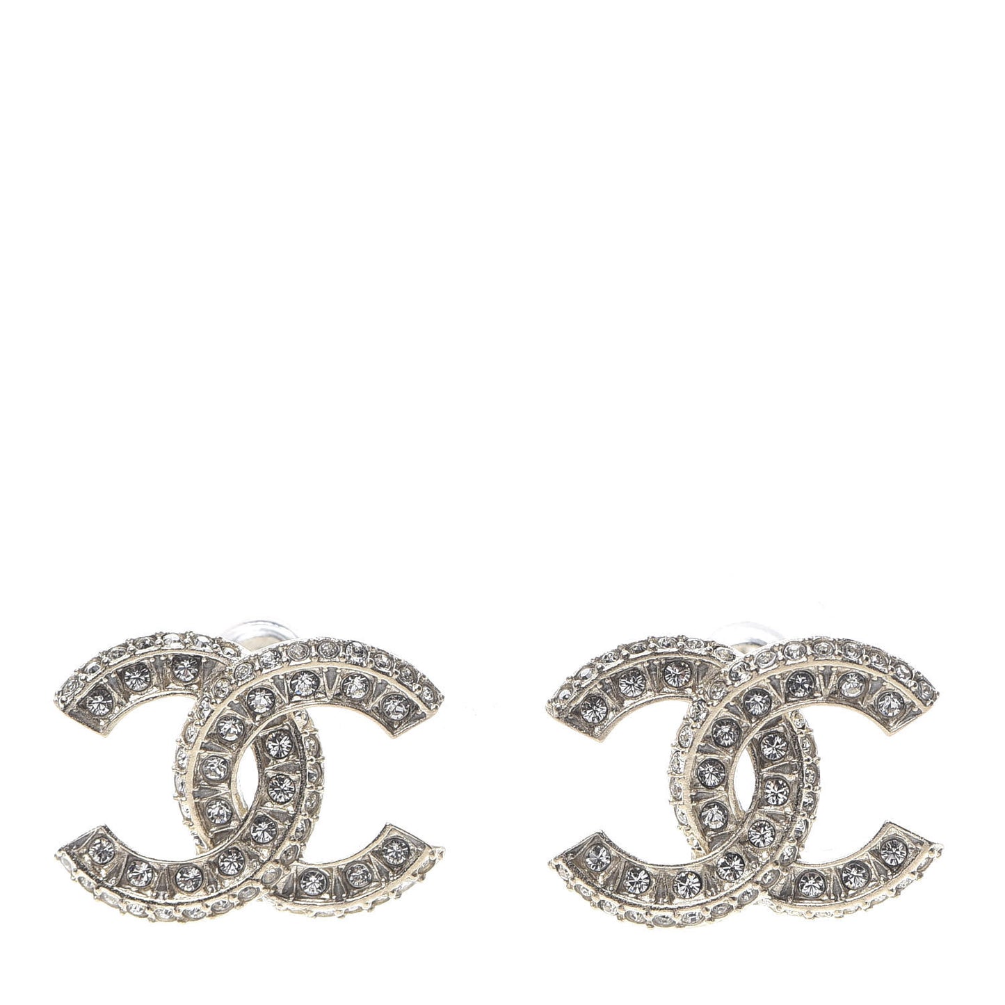 Crystal Textured CC Earrings Gold