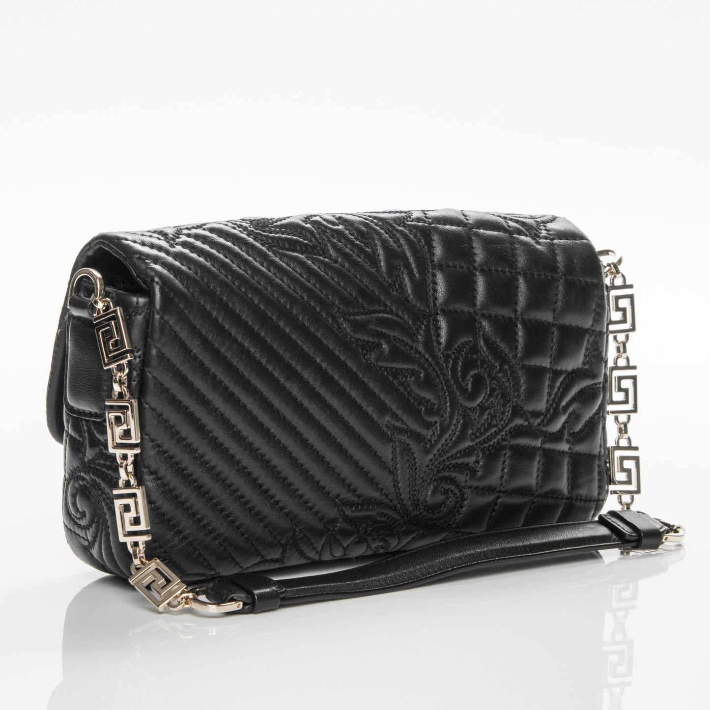 Nappa Barocco Quilted Calliope Vanitas Shoulder Bag Black
