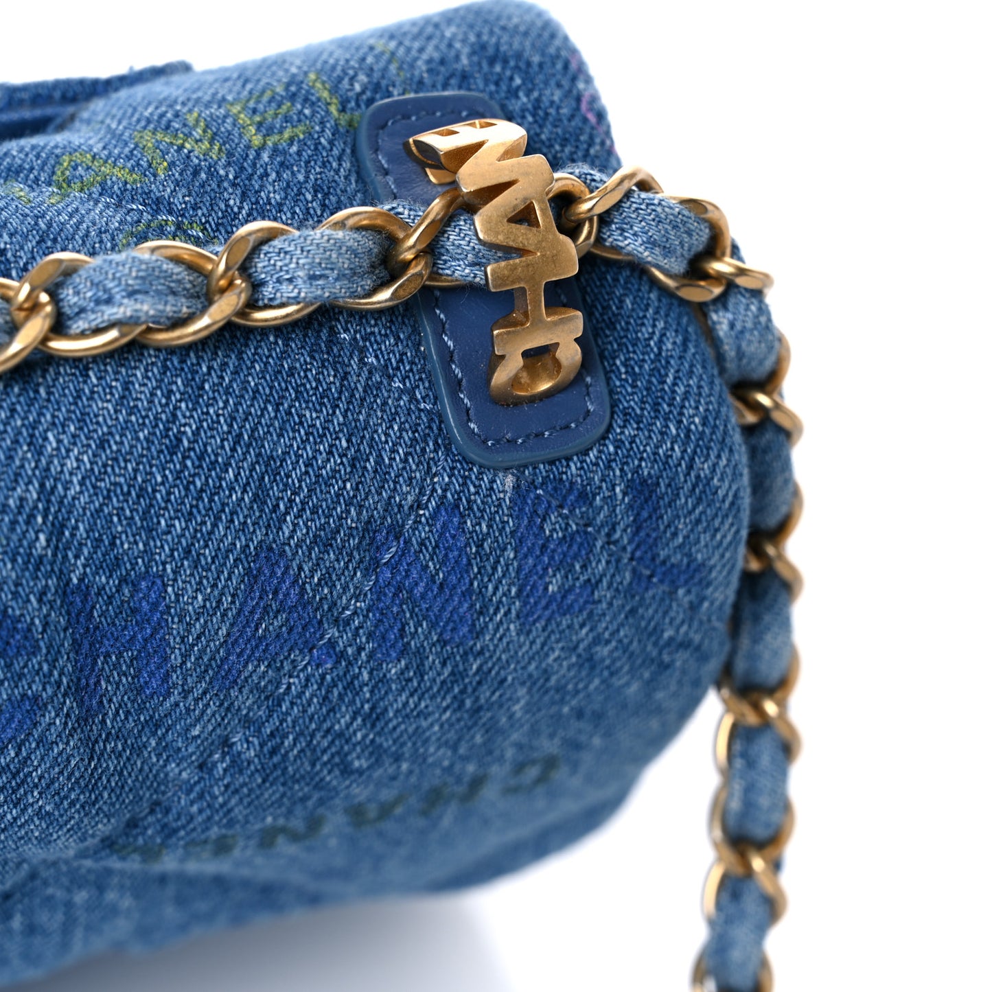 Denim Quilted Mini Denim Mood Rectangular Flap Blue Multicolor